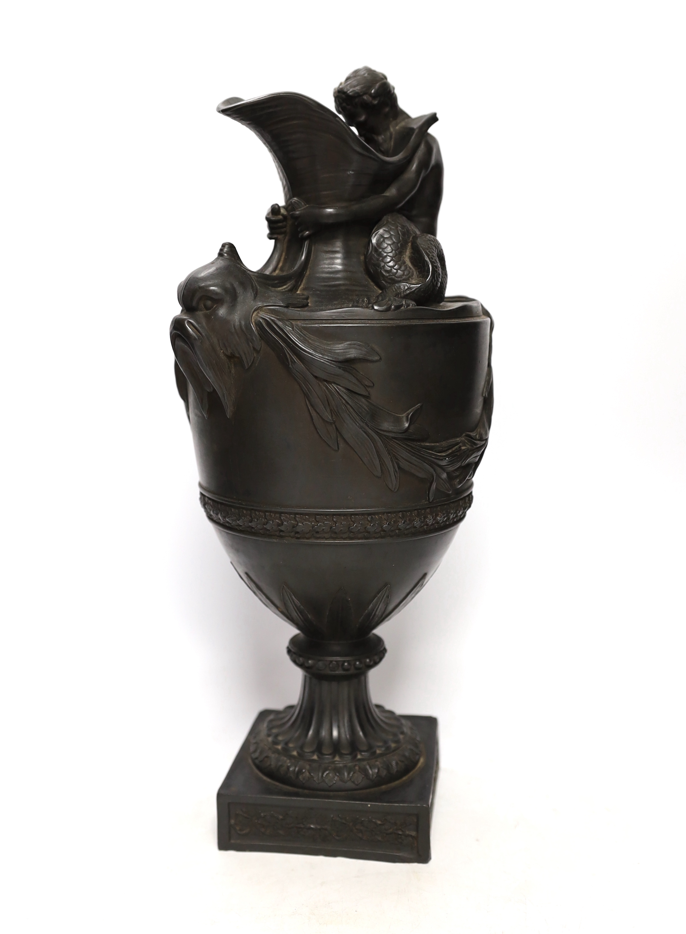 A Wedgwood Black Basalt ewer in the form of Neptune, c.1800, 38cm high